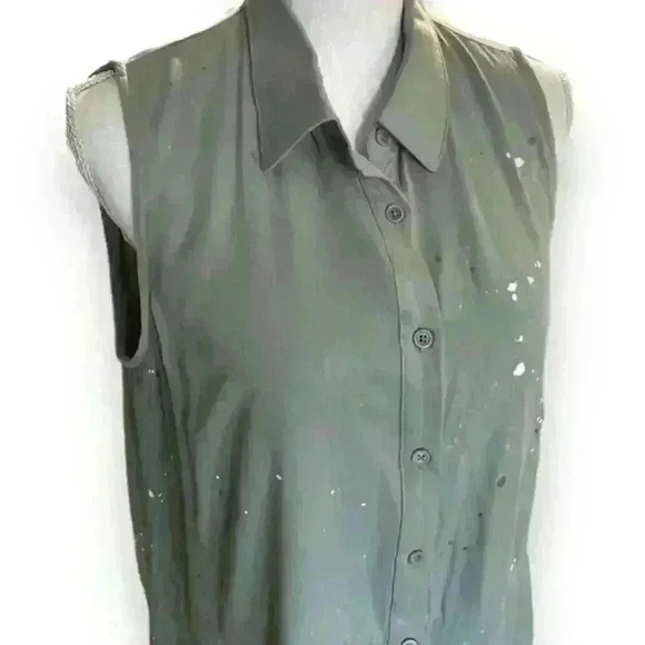 Mystree Sage Peplum Tiered Button Down Loose Fit Size Medium​​ - Picture 2 of 6